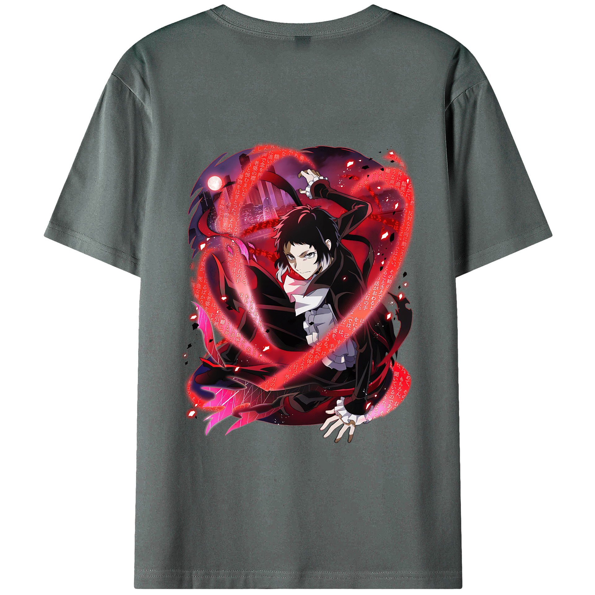 （画像用） 文豪ストレイドッグス Bungo Stray Dogs 綿100％ メンズ半袖Tシャツ（バックプリント） 通気性